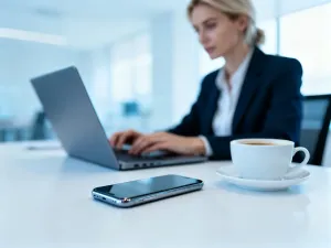 Mężczyzna siedzący na kanapie z uśmiechem przegląda aplikację streamingową na smartfonie w przytulnym salonie.