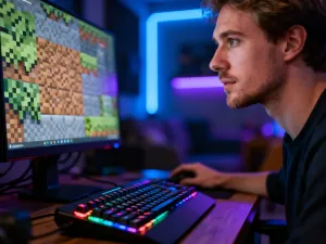 Gracz układa sznurek i szlam na stole rzemieślniczym, przygotowując się do wytworzenia smyczy w Minecraft.