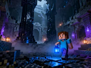 Gracz układa sznurek i szlam na stole rzemieślniczym, przygotowując się do wytworzenia smyczy w Minecraft.